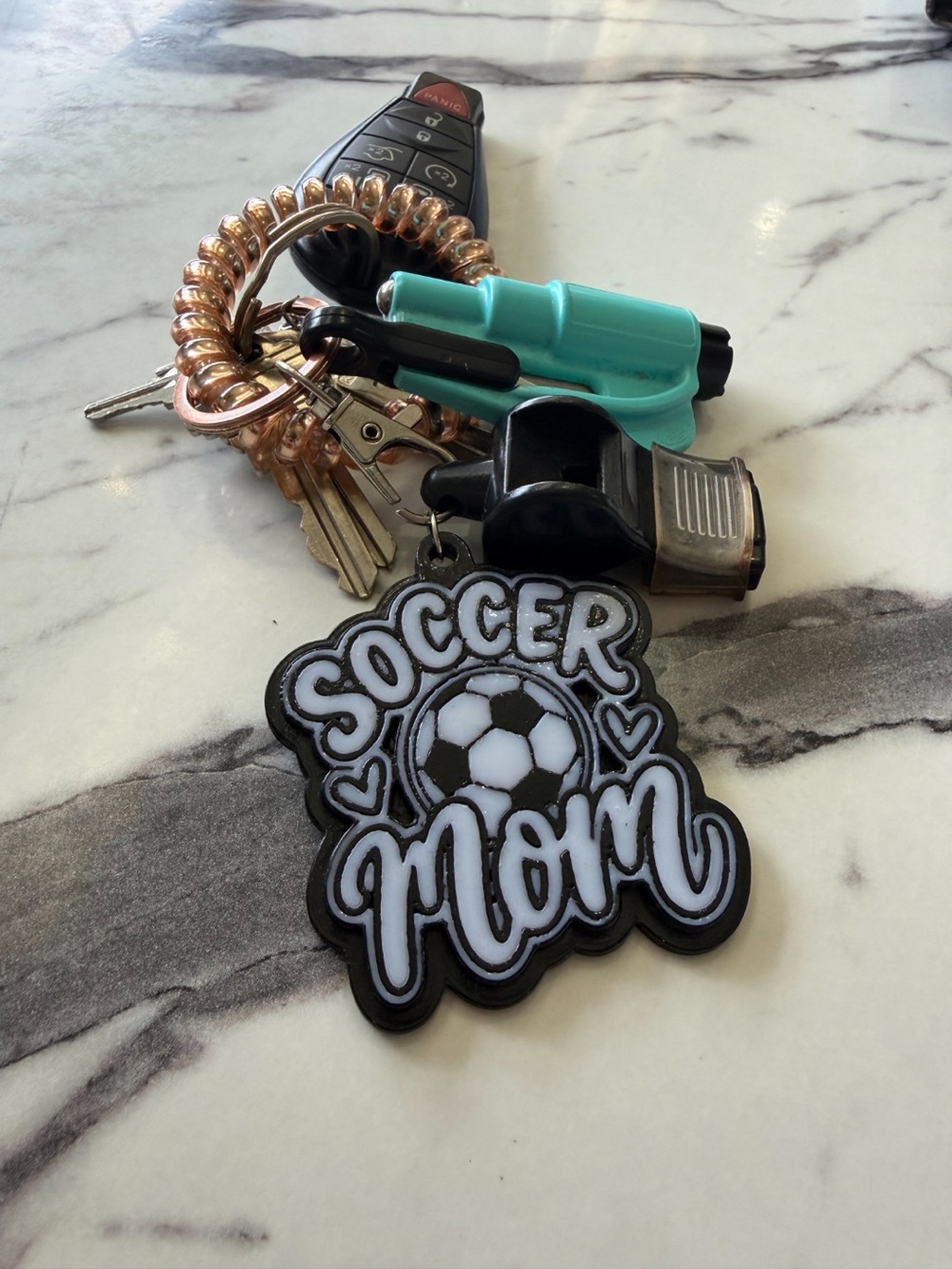 Soccer Mom Keychain Charm - Black & White